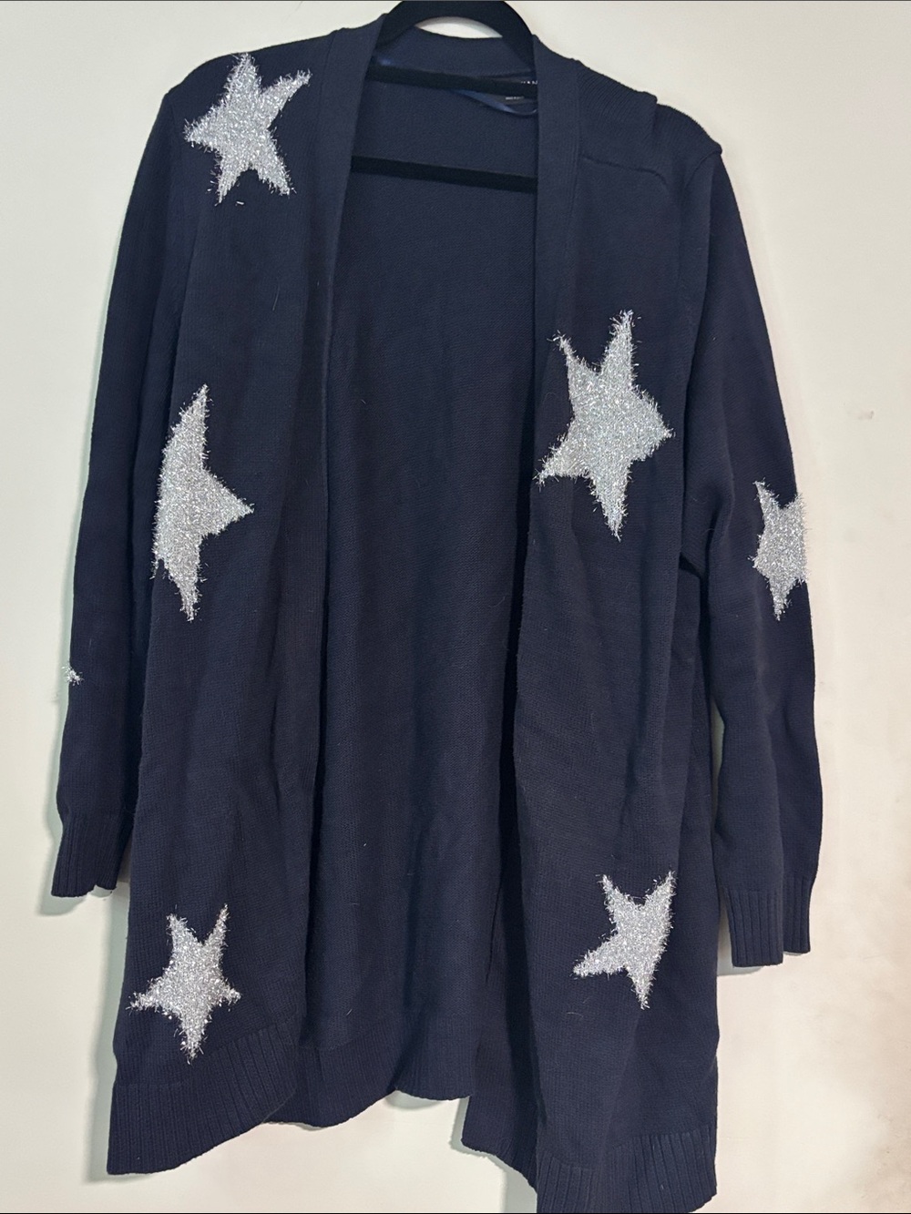 Lane Bryant Navy Open-Front Cardigan with Silver Star Accents 18/20